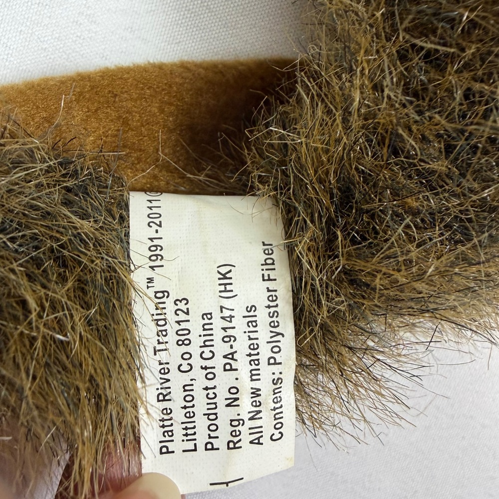 Platte River Trading Bison Buffalo Horns Faux Fur Headband with Chin Strap Brown - Picture 3 of 4